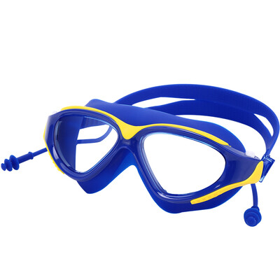 

SAINTEVE плавательные очки большой ящик HD водонепроницаемый анти-туман взрослый интегрированный красочные плавательные очки 8027 синий earbuds