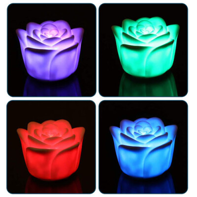 

7 Colors Flameless Changing Rose Flower Candle Sound Sensor LED Night Light