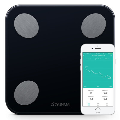 

Yunma YUNMAI good light mini2 smart body fat scale home slimming program reference recommended electronic scales fat scale weight scale 14 body data Bluetooth connection light control control black