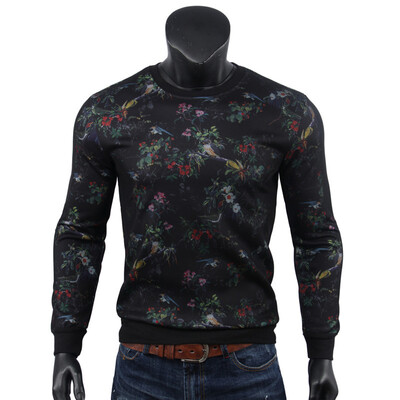 

SHUYI 2017 Autumn New Mens Round Neck Sweater Tide Men Floral Long Sleeve Sets of Sweater