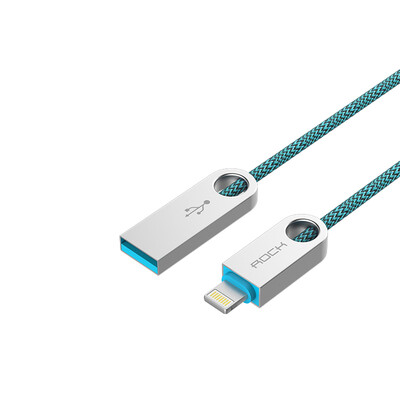 

Lightning кабель для зарядки и передачи данных ROCK для устройств Apple 1,8м синий