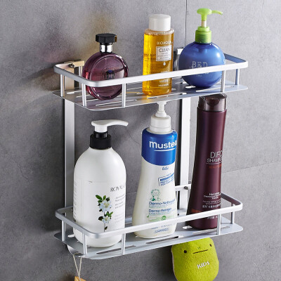 

Melody space aluminum bathroom rack bathroom shelf free punching square shelf bathroom storage rack corner frame wall mount 2