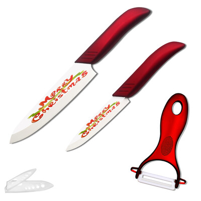 

XYj Ceramic Knife Set Christmas Decorations For Home Gift 4" 6" Knife Peeler Zirconium Oxide Ceramic Kitchen Knife 3 Pcs Set