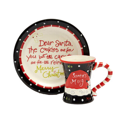 

A Ting Cookies & Cocoa For Santa Gift Set Mug&Plate Happy Holly Days
