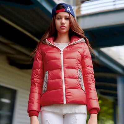 

Snow fly autumn&winter women stitching short section of thin casual Slim down jacket X1401030 hot pink 107J 160