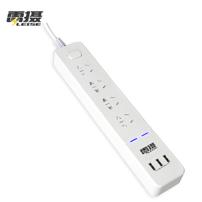 

LEIPS LS-4AC3U plug-in power socket plug-in board 2 m four-hole smart 3USB interface with switch (pearl white