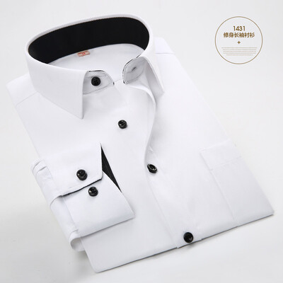 

Business Gentleman Men Long Sleeve Shirt Casual Spring Autumn Silm Fit Solid Color Fashion