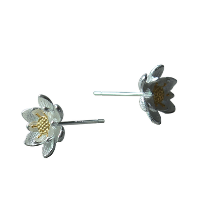 

Luo Linglong s925 sterling silver earrings female gold-plated lotus earrings earrings earrings temperament jewelry flowers art bea
