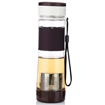 

[Jingdong supermarket] green beads lvzhu 600ml portable anti-hot leak-proof travel movement filter plastic cups PC503 brown