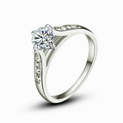 

Yoursfs® 18K White Gold Plated 05CT Simulated Diamond Ring Use Austrian Crystal Wedding Ring