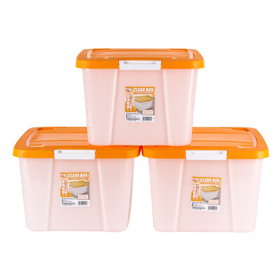 

Alice IRIS Green Plastic Color Storage Organizer Storage Box AA-25CB Orange 28L 3 Pack