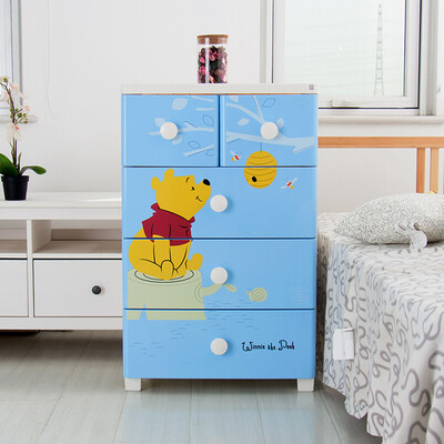 

Citylong Winnie the baby baby wardrobe drawer plastic storage cabinet childrens room locker clothes box storage box four drawe