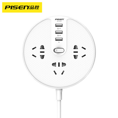 

PISEN BY-33 intelligent row of three 5-hole 3-bit USB port smart socket security door wall-mounted plug-in board 18 meters new national standard