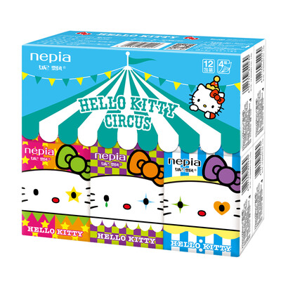 

Nepia Handkerchief Paper Cartoon Series Hello Kitty Kitty printing super thick 4 layers * 12 pack