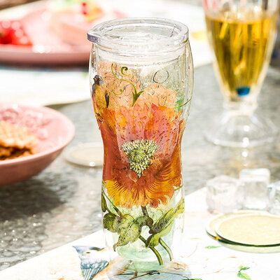 

A Ting Двойная стеклянная чашка для тумблера Tritan Lid 16 унций