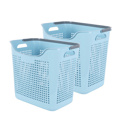 

Youjia fashion hamper plastic dirty clothes storage baskets laundry baskets storage baskets clothes dolls basket large blue 2 Pack U-6165-B