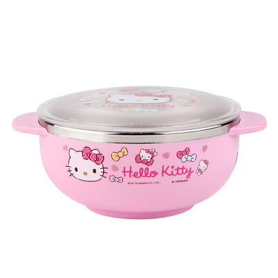 

Lock & Lock LOCK & LOCK South Korea imported HELLO KITTY bow with cover stainless steel binaural bowls complementary food bowl childrens tableware rice bowl LKT423