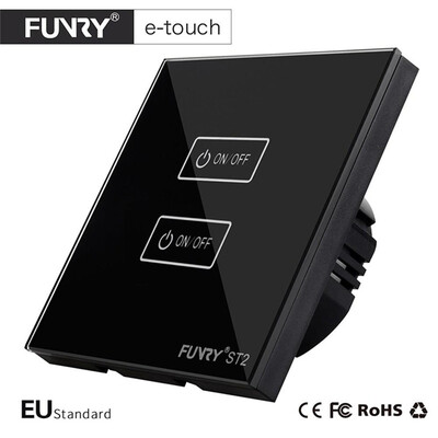 

FUNRY ST2 2Gang ЕС Стандартный сенсорный экран Smart Switch поверхности водонепроницаемый закаленное стекло 170-240V RF433MHz освещение Сенсорный выключатель