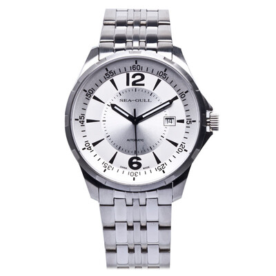 

Seagull SeaGull watch business casual series fashion simple simple automatic mechanical male watch white plate steel base through the end section 816355