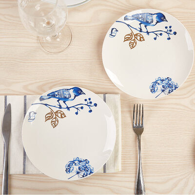 

A Ting керамические пластины 8х8 синего и белого фарфора набор 1, птица