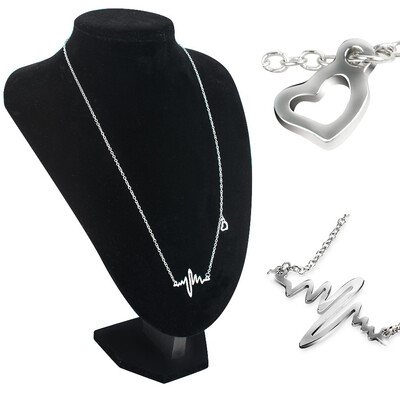 

Silver Plated , Silver Fashion Heartbeat Necklace, Silver Female Pendant Lock Chain