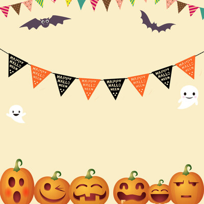 

Halloween Decorations Charming Pull Flowers DIY Paper Material Accessories Bat Devil Pumpkin Witch Spider Festival Triangle flag