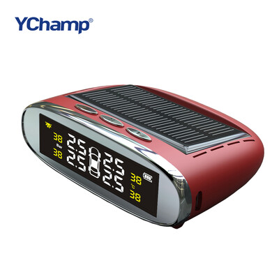 

YChampTPMS Автомобильная система контроля давления в шинах Солнечная энергия ЖК-дисплей 4 Внутренний датчик Автосигнализация Автом