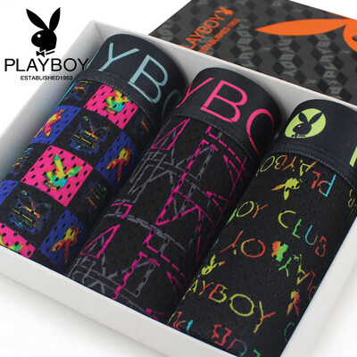 

Playboy PLAYBOY Men&39s underwear Male flat angle underwear Bamboo fiber Patching nylon printing mesh Minggang flat pants 3 loaded L 17095