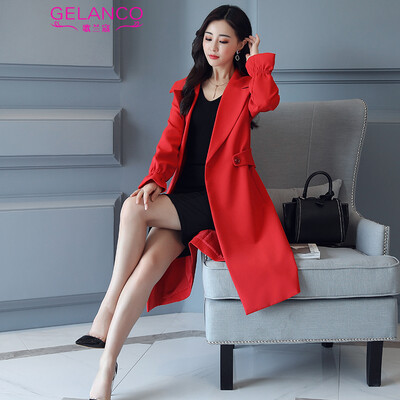 

GELANCO 2017 autumn new lady fashion Trench coat long Outerwear