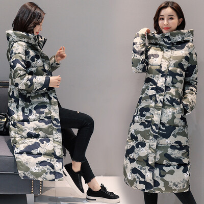 

2017 winter new Korean version of the self-cultivation camouflage in the long paragraph women's cotton cotton jacket jacket