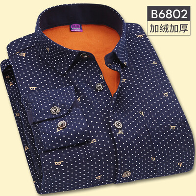 

Casual Men Long Sleeve Shirt Winter Lattice Silm Fit Keep Warm Fashion
