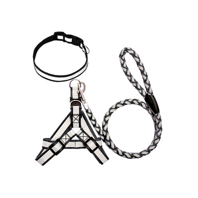 

HANHANLEYUAN dog chain dog rope small dog medium dog dog leash pet dog leash dog hyena rope golden hair Teddy dog chain reflective three-piece black S