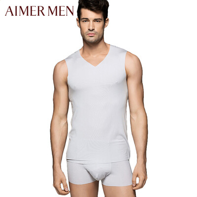 

Ai Mu Mr underwear modal no trace V-neck wide shoulder Slim bottoming mens hurd vest NS11S31 light gray 185XL
