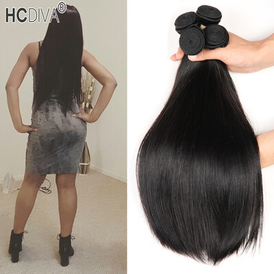 

HCDIVA Straight Hair 4 Bundles / Lot Малайзия Яблочные волосы для наращивания волос Натуральный черный Нет выпадения Нет волос с капюшоном хорошего качества