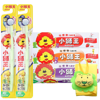 

Lion Lion Lion Set 3-6 toothbrush 2 strawberry orange grape children toothpaste 40g
