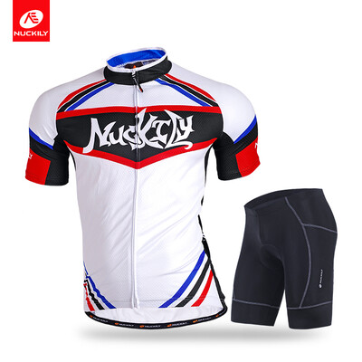 

NUCKILY Mens summer polyester apperal custom jersey&short cycling suits