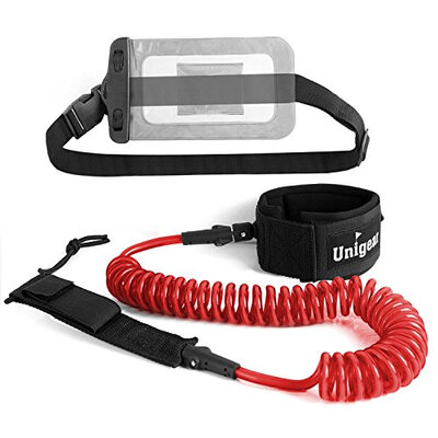 

Premium 10' SUP Leash Coiled Paddle Board Leash (11 Colors) with Waterproof Wallet for Standup Paddle and Surfboard Surfing