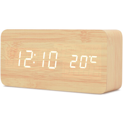 

TXL alarm clock creative mute voice luminous electronic clock fashion wood clocks clock living room bed Rui Si J black
