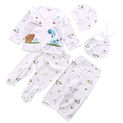 

5pcs новорожденных хлопок футболку штаны мальчика костюмы детской одежды определяет унисекс