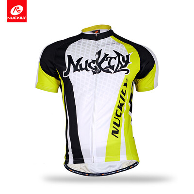 

NUCKILY Men's summer short sleeve bike clothing breathable polyester cycling jersey