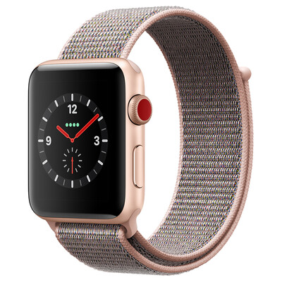 

Apple Watch Series 3 Smart Watch (GPS + сотовая сеть 42-миллиметровый алюминиевый корпус с розовым песком, регенерированный спортивный ремешок MQQX2CH / A)