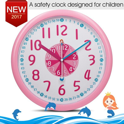 

12 Inch Plastic Kids Wall Clock Slient Safe Colorful Cartoon Clcok Children Wall Clock Funny Interesting Child Learn Clock