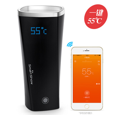 

Zhihui show SmartShow smart cup a key 55 degrees stainless steel vacuum flask 12h constant temperature business gifts i-Touch black