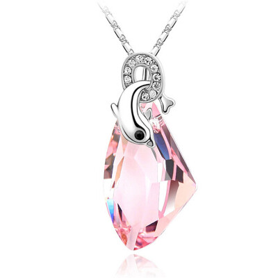 

Austrian Crystal Necklace Dolphin Pendant Women High Quality Red Rhinestone Fashion Jewelry Anniversary Gift 979