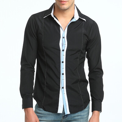 

Brand 2017 Fashion Male Shirt Long-Sleeves Tops High Quality Simple Shirt Mens Dress Shirts Slim Men Shirt