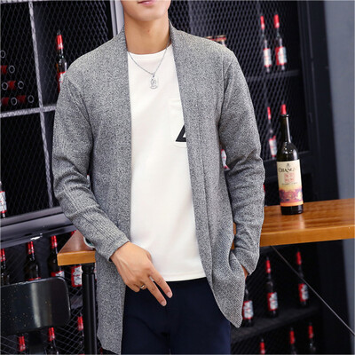 

Spring and summer models men sweater cardigan long sweater men sweater Slim solid color shirt as gift for men