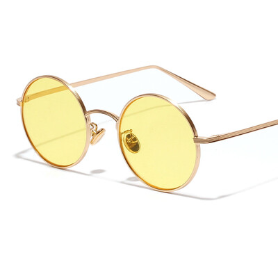 

Peekaboo circular sunglasses women retro vintage gold metal frame clear yellow red round sun glasses for men uv400