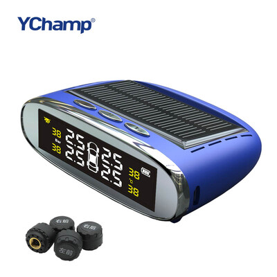 

YChamp Smart Car TPMS Система контроля давления в шинах Зарядка от солнечной энергии Цифровой ЖК-дисплей Автосистемы безопасности