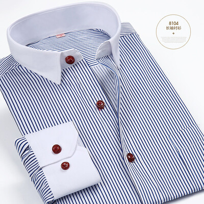 

Middle Aged Business Men Long Sleeve Casual Shirt Spring Autumn Silm Fit