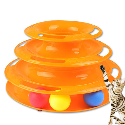

HANHANLEYUAN pet cat toy cat toy cat scratch board claw-resistant sisal toy funny cat toy three-layer cat turntable color random